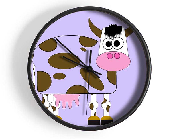 Funny Cow With Hair Lilac Clock - Wallart-Direct UK