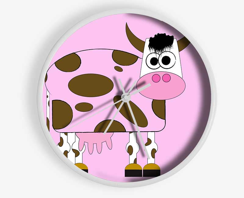 Funny Cow With Hair Pink Clock - Wallart-Direct UK