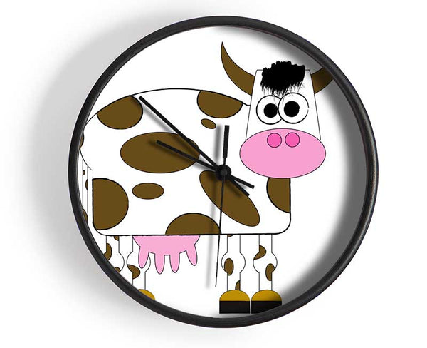 Funny Cow With Hair White Clock - Wallart-Direct UK