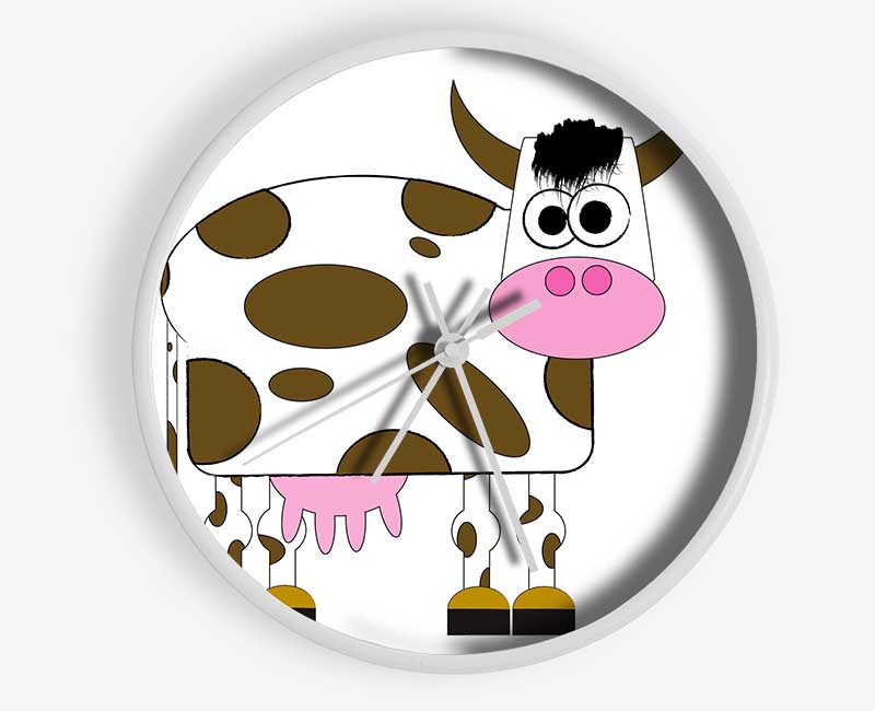 Funny Cow With Hair White Clock - Wallart-Direct UK