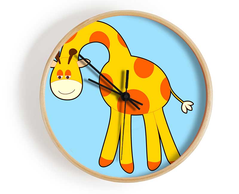 Funny Giraffe Looking Down Baby Blue Clock - Wallart-Direct UK