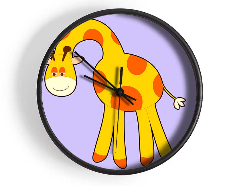 Funny Giraffe Looking Down Lilac Clock - Wallart-Direct UK