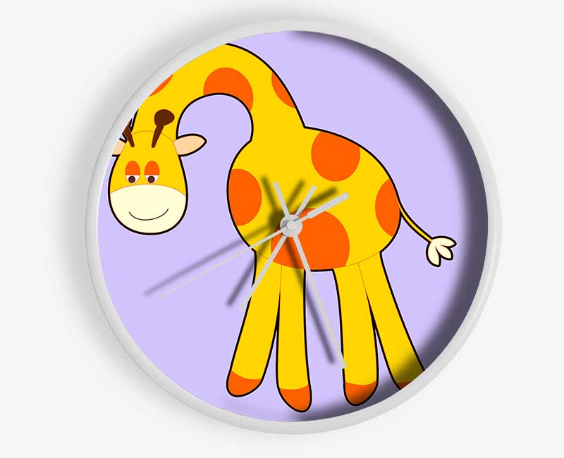 Funny Giraffe Looking Down Lilac Clock - Wallart-Direct UK