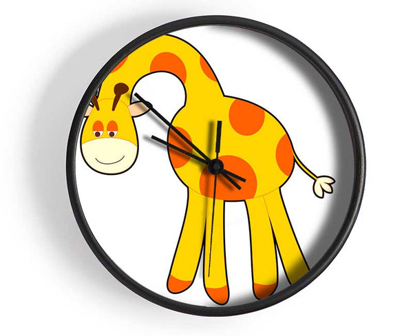 Funny Giraffe Looking Down White Clock - Wallart-Direct UK