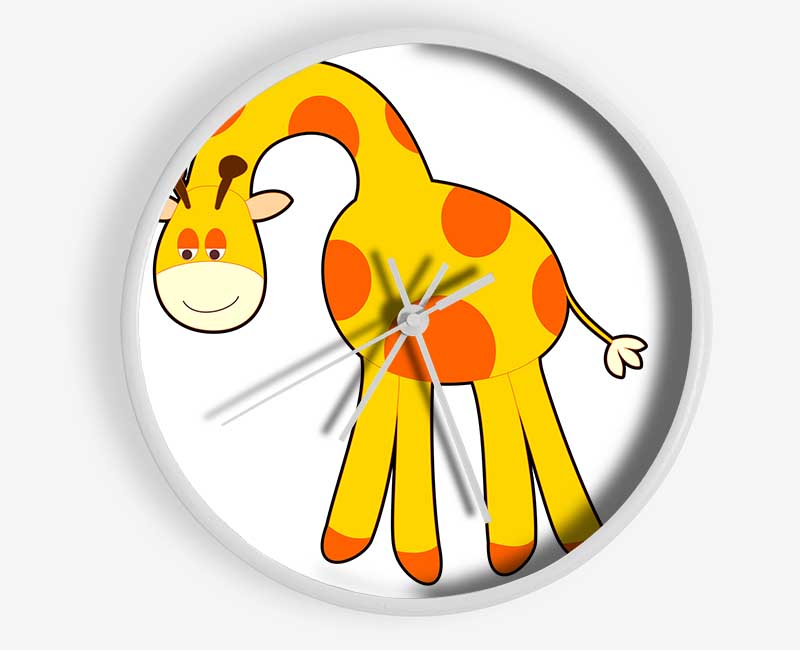 Funny Giraffe Looking Down White Clock - Wallart-Direct UK