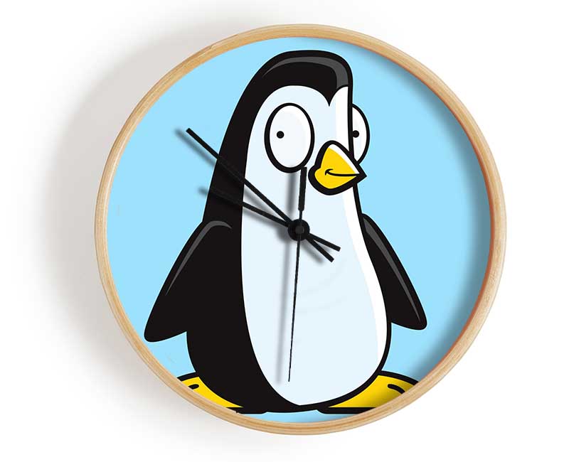 Funny Penguin Baby Blue Clock - Wallart-Direct UK