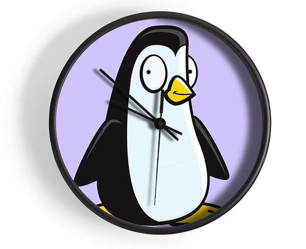 Funny Penguin Lilac Clock - Wallart-Direct UK