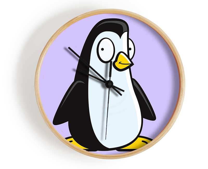 Funny Penguin Lilac Clock - Wallart-Direct UK