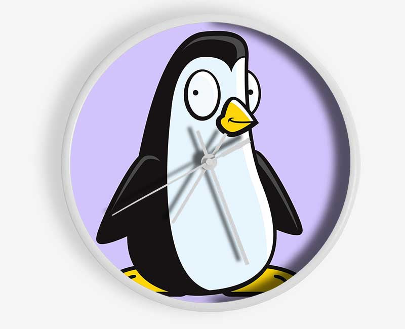 Funny Penguin Lilac Clock - Wallart-Direct UK