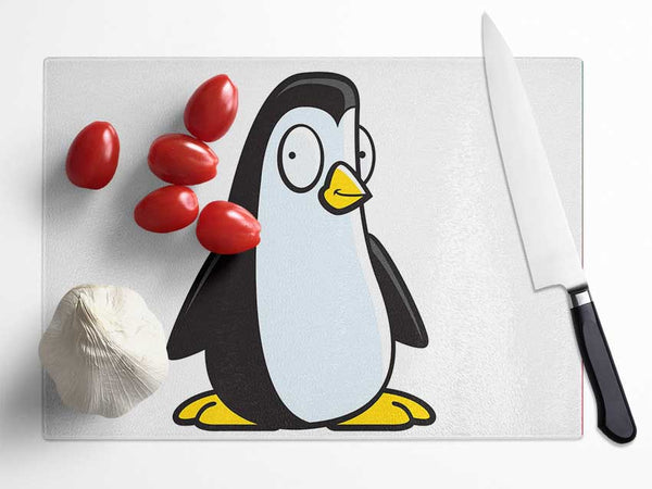 Funny Penguin White Glass Chopping Board