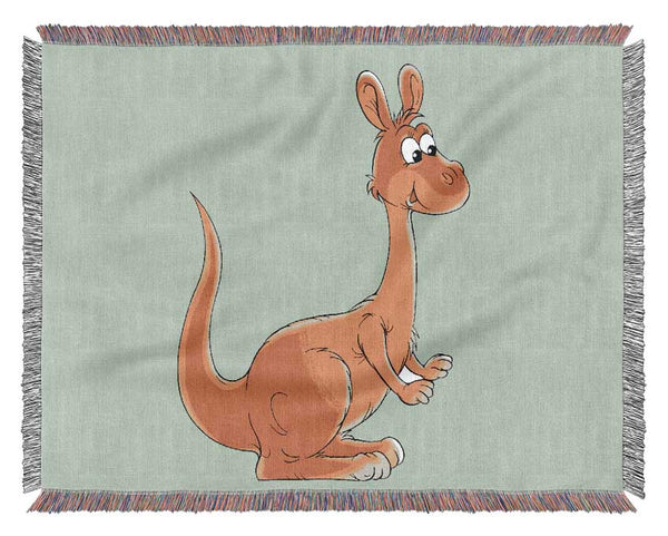 Fuzzy Kangeroo Baby Blue Woven Blanket