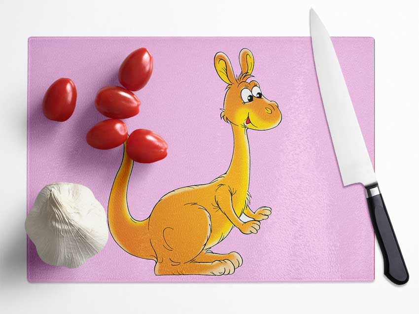 Fuzzy Kangeroo Pink Glass Chopping Board