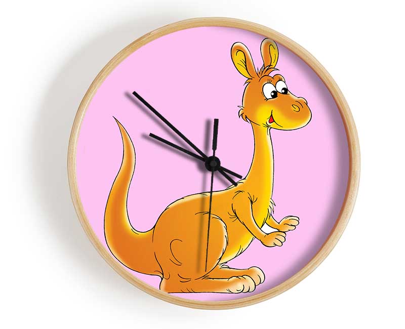 Fuzzy Kangeroo Pink Clock - Wallart-Direct UK