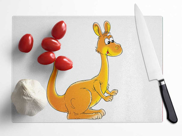 Fuzzy Kangeroo White Glass Chopping Board