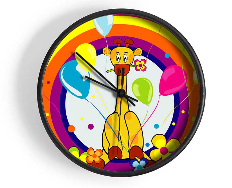 Giraffe Balloon Circles White Clock - Wallart-Direct UK