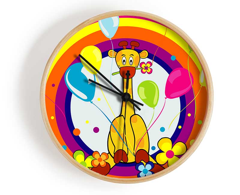 Giraffe Balloon Circles White Clock - Wallart-Direct UK