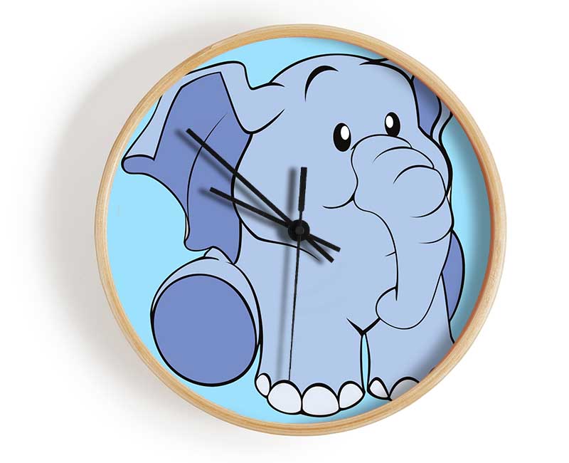 Happy Baby Elephant Baby Blue Clock - Wallart-Direct UK