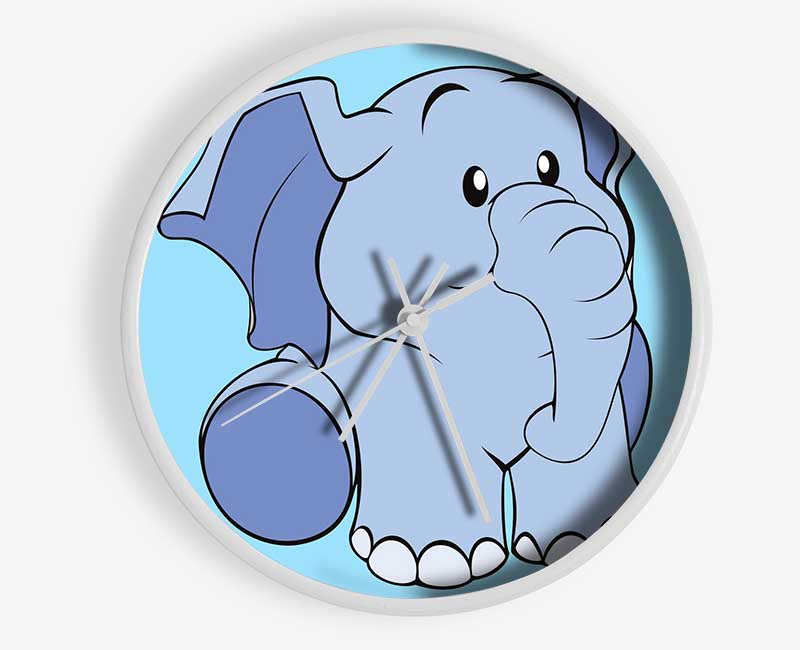 Happy Baby Elephant Baby Blue Clock - Wallart-Direct UK