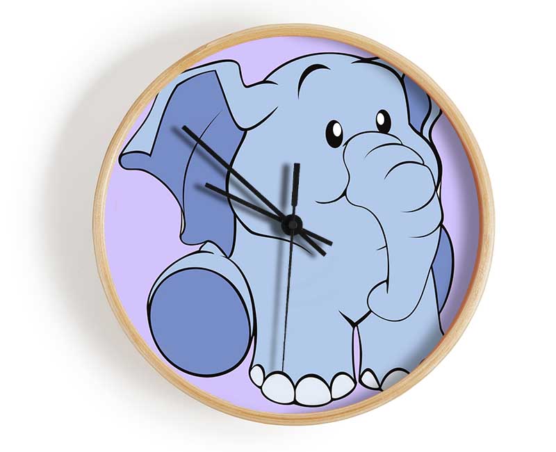 Happy Baby Elephant Lilac Clock - Wallart-Direct UK