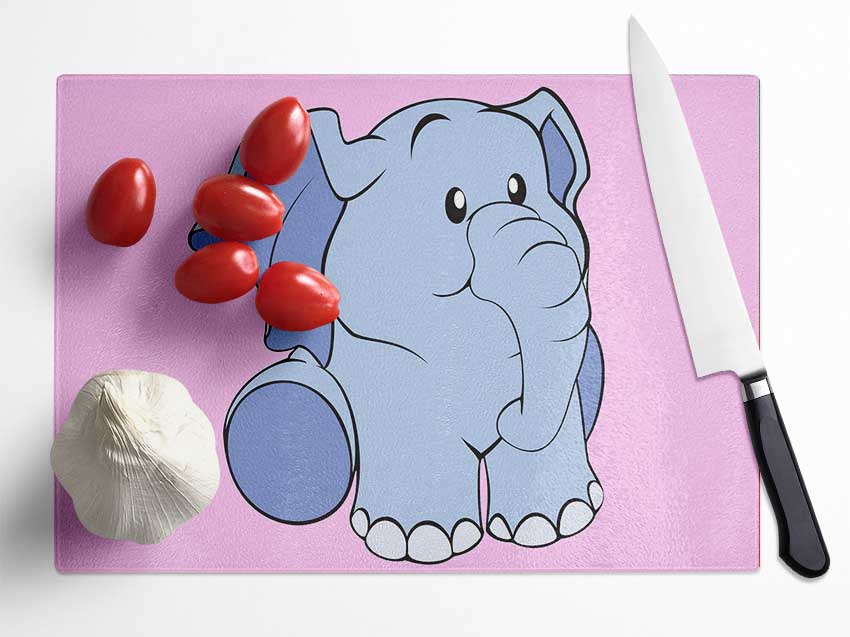 Happy Baby Elephant Pink Glass Chopping Board