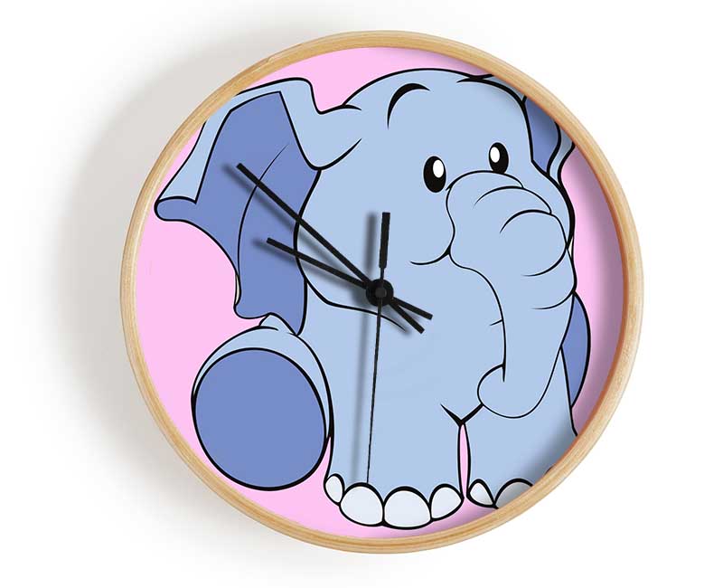 Happy Baby Elephant Pink Clock - Wallart-Direct UK