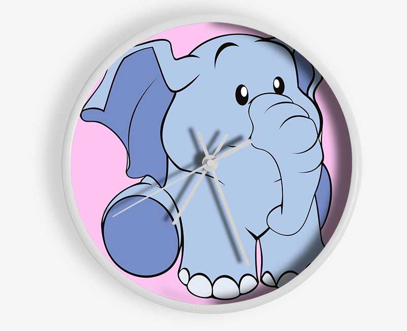 Happy Baby Elephant Pink Clock - Wallart-Direct UK