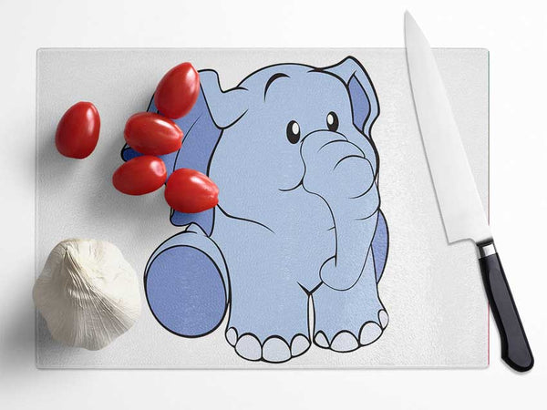 Happy Baby Elephant White Glass Chopping Board