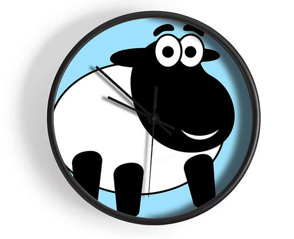 Happy Cartoon Sheep Baby Blue Clock - Wallart-Direct UK