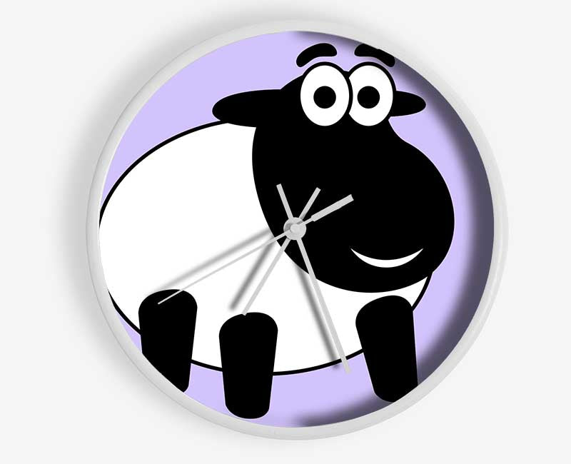 Happy Cartoon Sheep Lilac Clock - Wallart-Direct UK