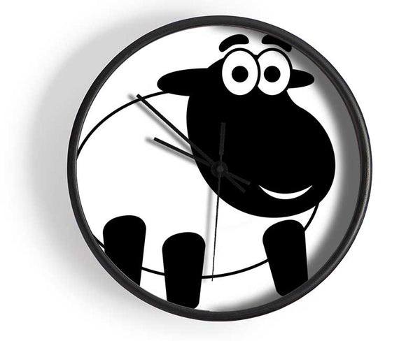 Happy Cartoon Sheep White Clock - Wallart-Direct UK