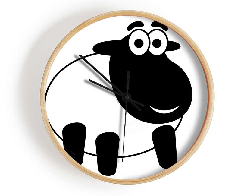 Happy Cartoon Sheep White Clock - Wallart-Direct UK