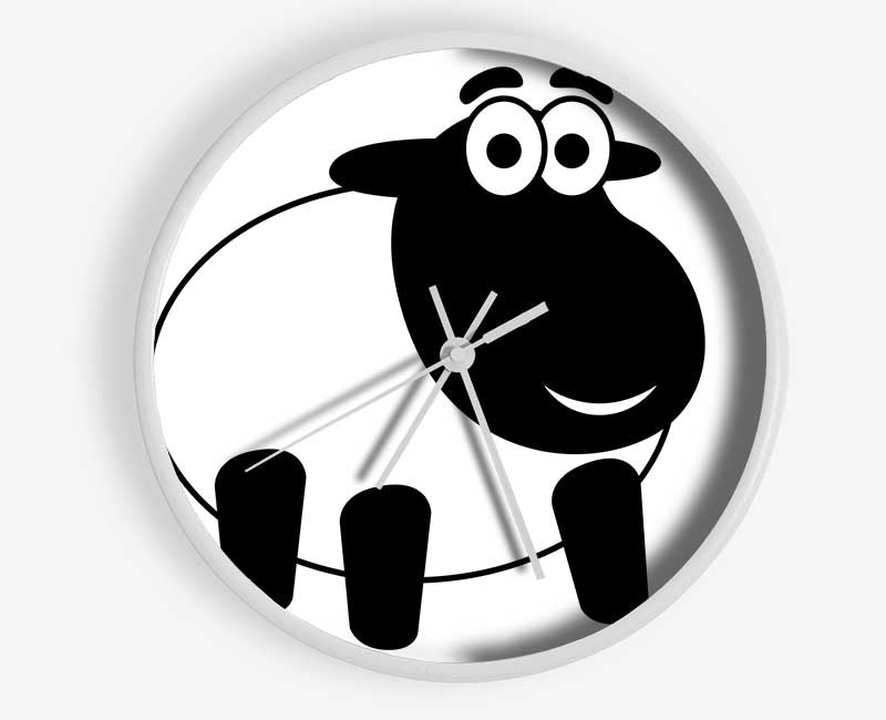 Happy Cartoon Sheep White Clock - Wallart-Direct UK