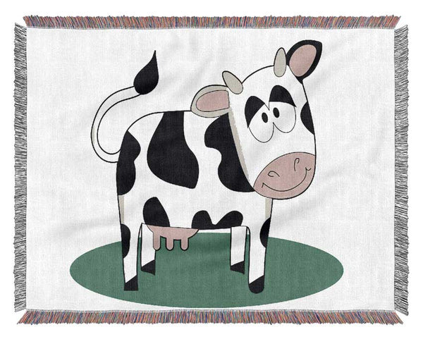 Happy Cow Pink Woven Blanket