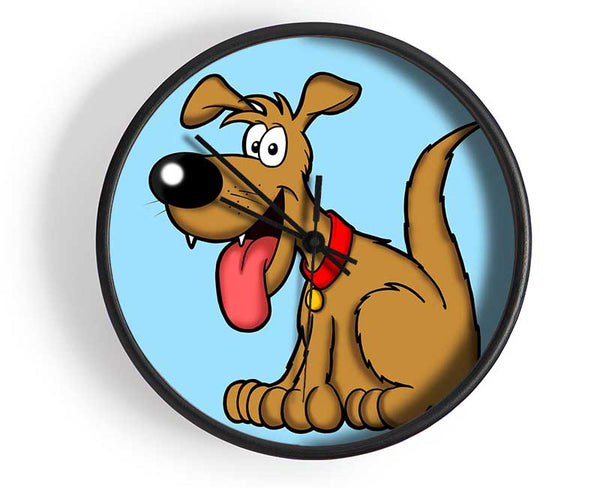 Happy Dog Cartoon With Tongue Out Baby Blue Clock - Wallart-Direct UK