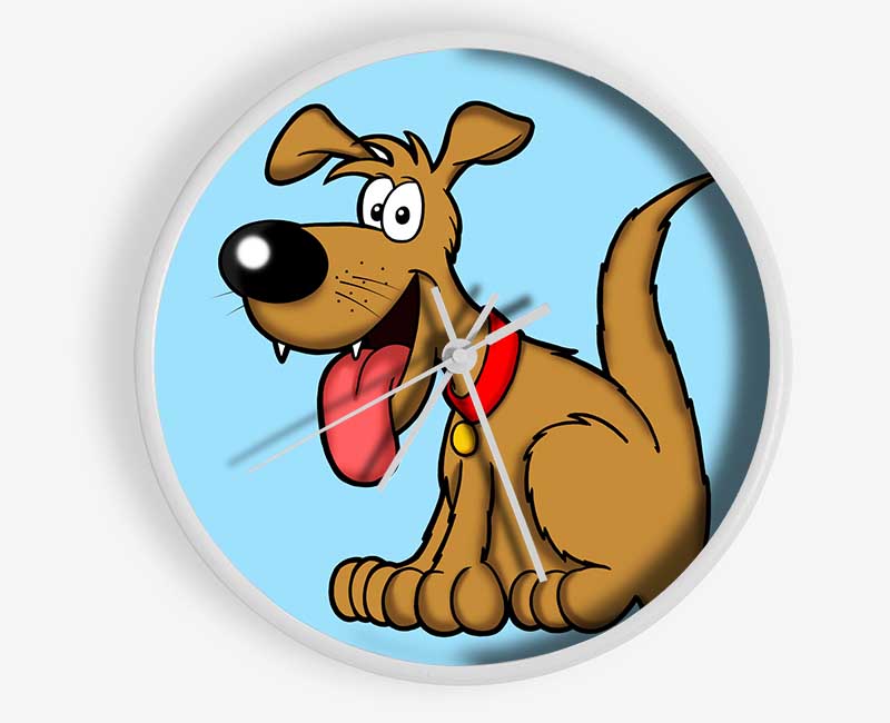 Happy Dog Cartoon With Tongue Out Baby Blue Clock - Wallart-Direct UK