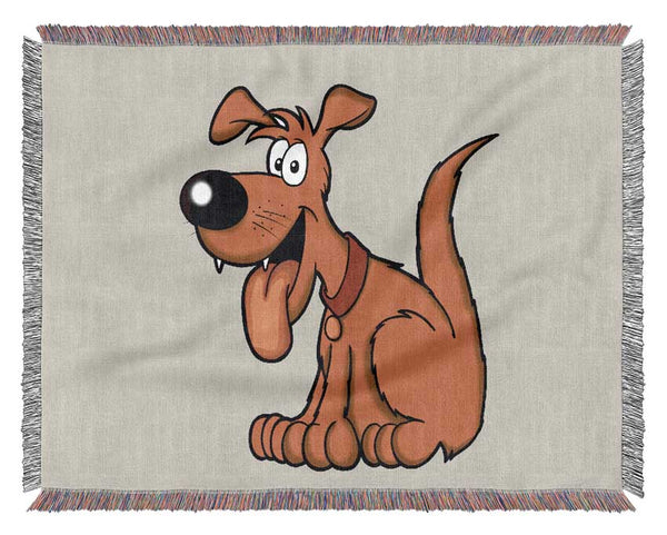 Happy Dog Cartoon With Tongue Out Lilac Woven Blanket