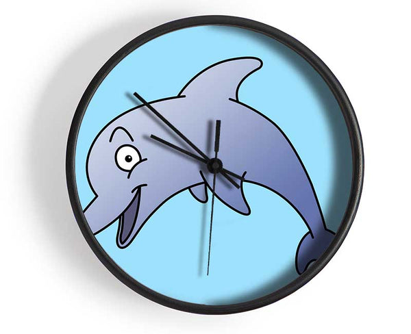 Happy Dolphin Baby Blue Clock - Wallart-Direct UK