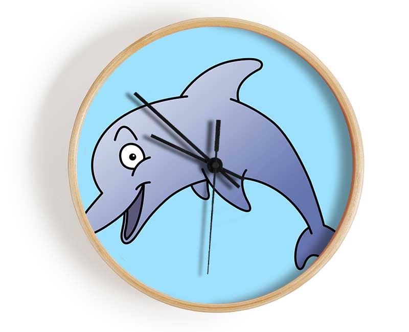 Happy Dolphin Baby Blue Clock - Wallart-Direct UK