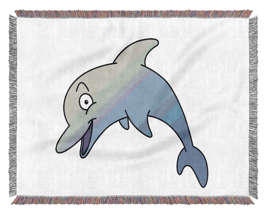 Happy Dolphin Pink Woven Blanket