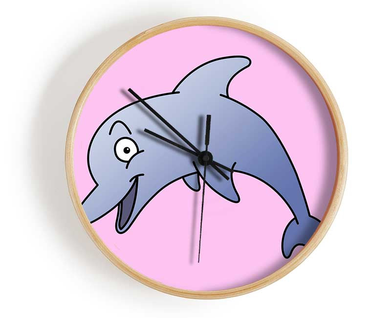 Happy Dolphin Pink Clock - Wallart-Direct UK