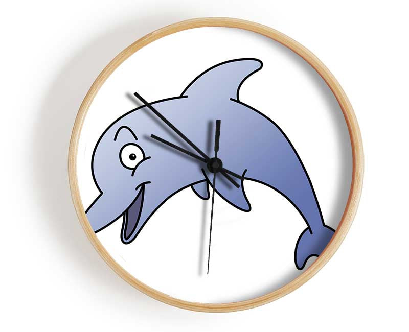 Happy Dolphin White Clock - Wallart-Direct UK