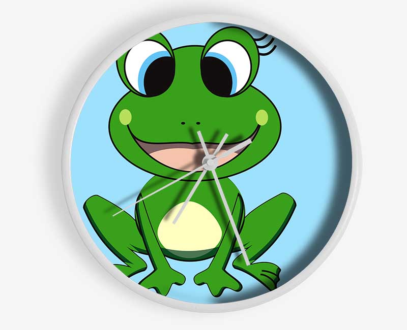 Happy Frog Ready To Leap Baby Blue Clock - Wallart-Direct UK