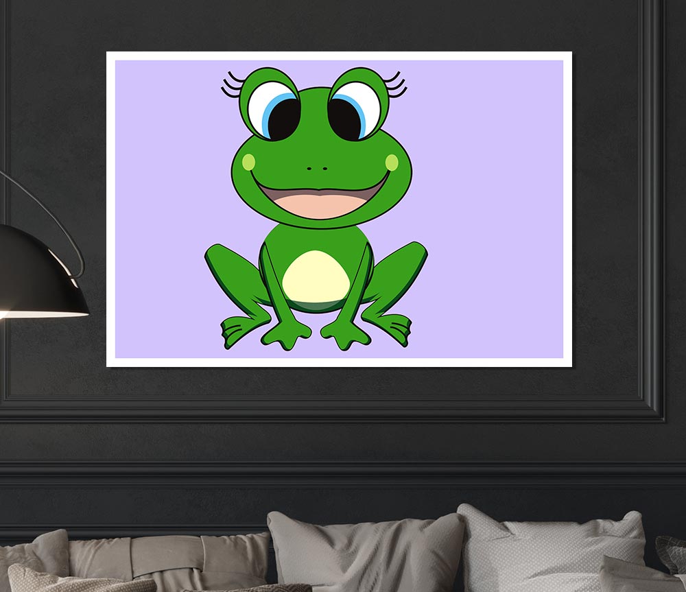 Happy Frog Ready To Leap Lilac Print Poster Wall Art