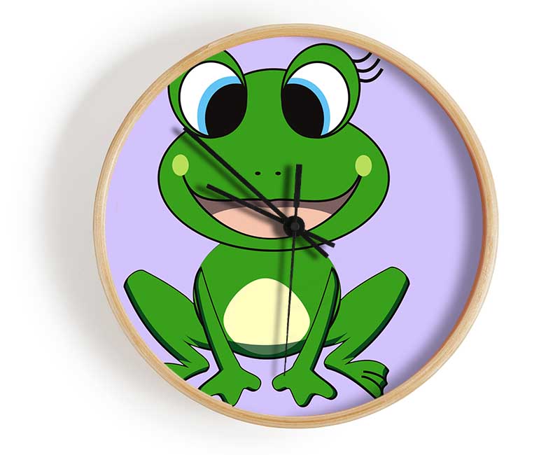 Happy Frog Ready To Leap Lilac Clock - Wallart-Direct UK