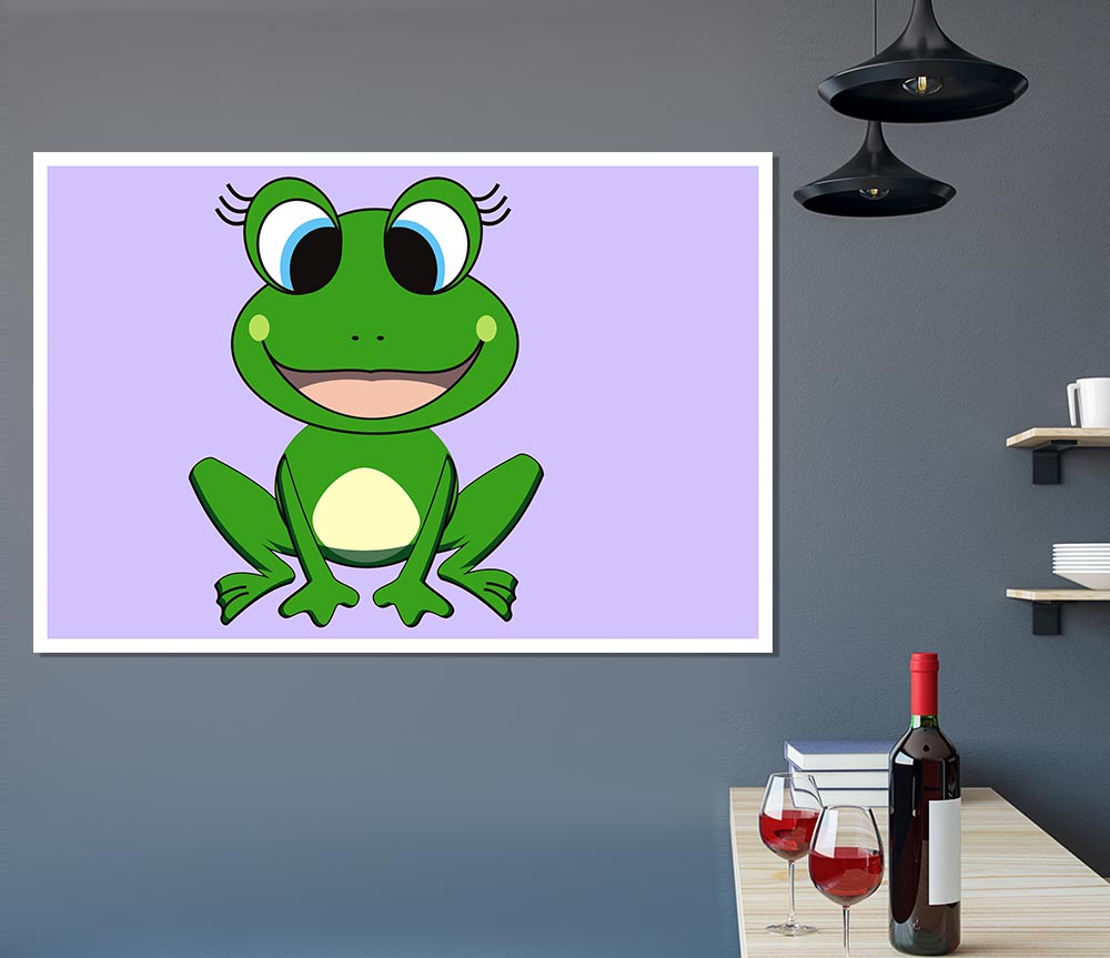 Happy Frog Ready To Leap Lilac Print Poster Wall Art