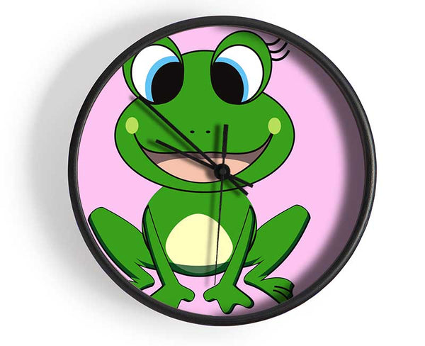 Happy Frog Ready To Leap Pink Clock - Wallart-Direct UK