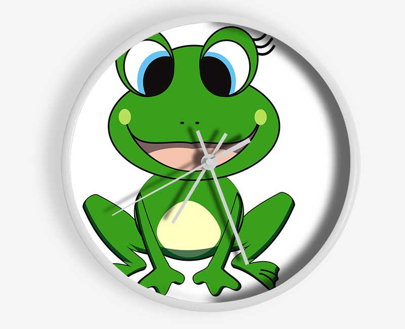 Happy Frog Ready To Leap White Clock - Wallart-Direct UK