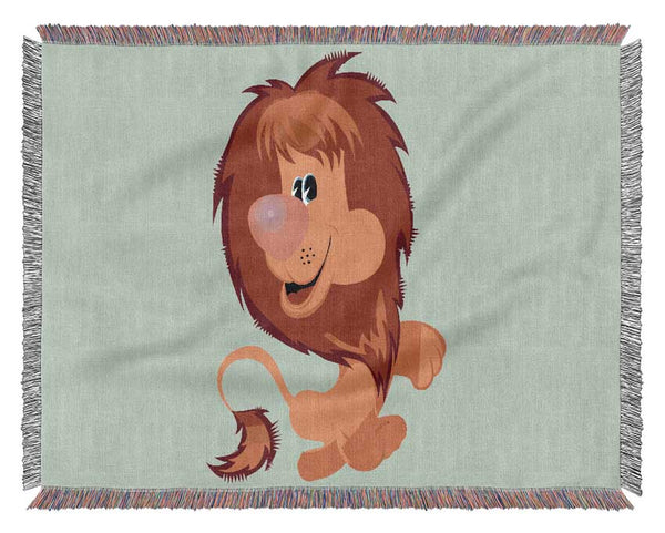 Happy Lion Baby Blue Woven Blanket