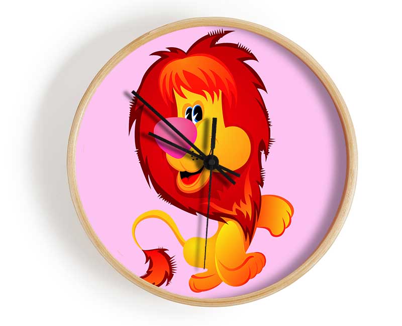 Happy Lion Pink Clock - Wallart-Direct UK