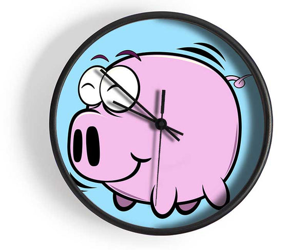 Happy Pig Smiling Baby Blue Clock - Wallart-Direct UK